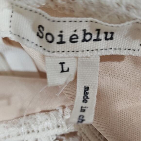 Soieblu Open Embroidered Lace Romper Ivory Size L NWT - Picture 6 of 9